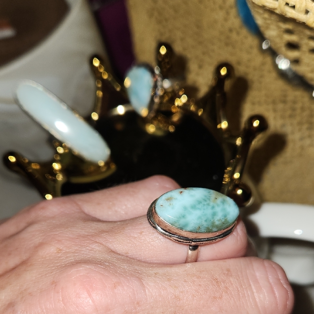 Elegant Blue Stone Rings Set - Picture 3 of 7